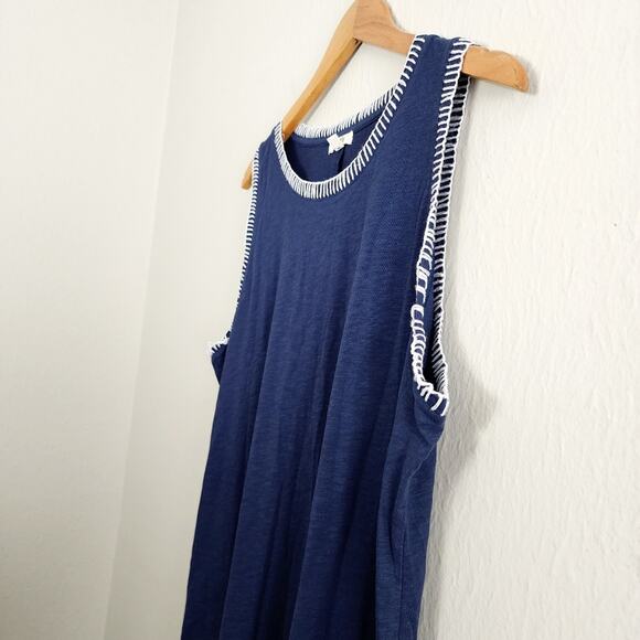 Nic + Zoe NZT Scoop Neck T-Shirt Knit Stitch Tank Midi Dress in Navy - Picture 6 of 11